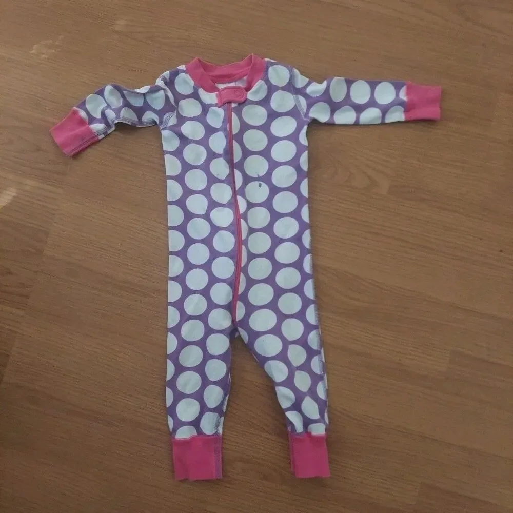 Hanna Andersson 100% organic cotton baby zip sleeper Purple Pink Dot 9-18 Months